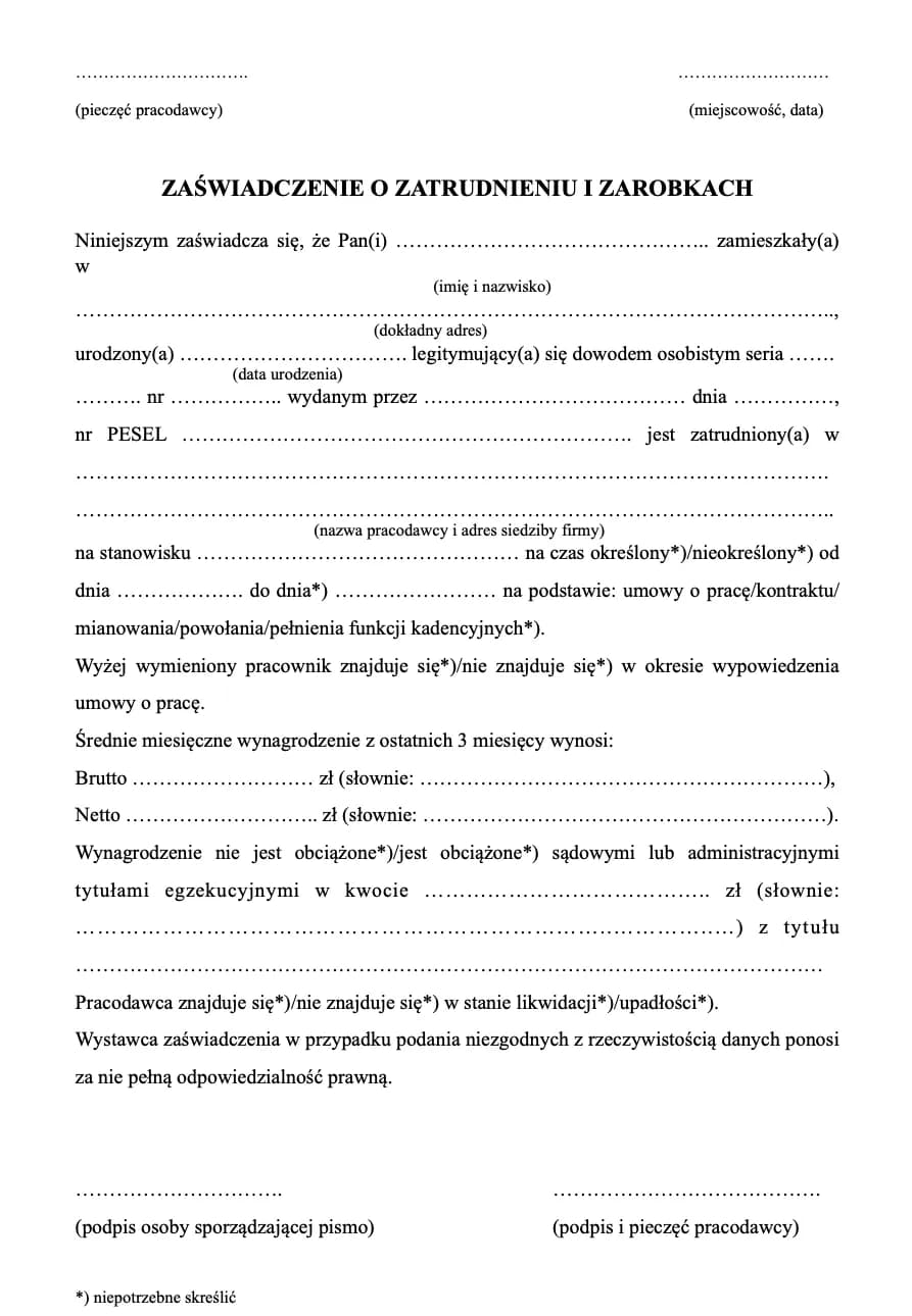 Jak napisać zaswiadczenie o zatrudnieniu pracownika - krok po kroku